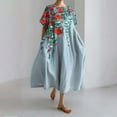 thumbnail image 2 of Ruyang Women Casual Loose Boho Floral Dress with Pockets Short Sleeve Long Maxi Summer Beach Swing Dress Floral Beach Dresses for Women, 2 of 4