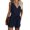 Dark Blue, variant on Womens Casual V Neck Bow Pocket Sleeveless Shorts Wide Shorts Jumpsuits Rompers