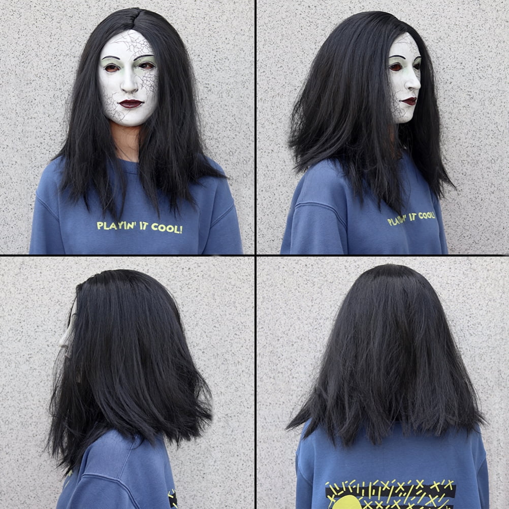 Halloween Creepy Woman Face Cover With Long Hair Scary Female Ghost Full Head Face Cover Halloween Party Cosplay Costume Props | Walmart Canada Halloween Creepy Woman Face Cover With Long Hair Scary Female Ghost Full Head Face Cover Halloween Party Cosplay Costume Props | Walmart Canada