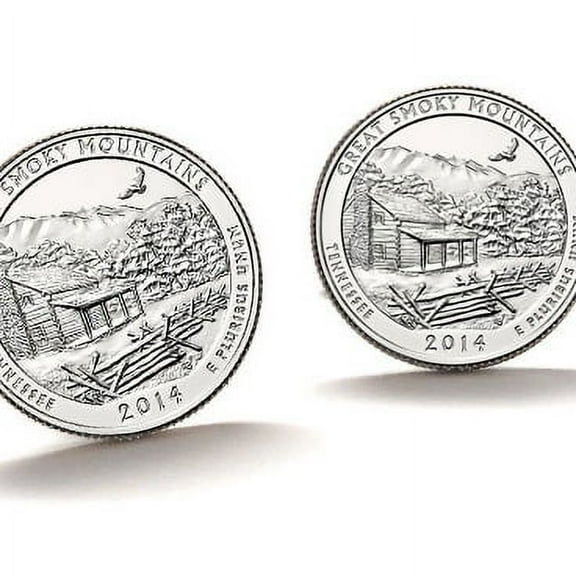Great Smoky Mountains National Park Coin Cufflinks Uncirculated U.S. Quarter 2014 Cuff Links