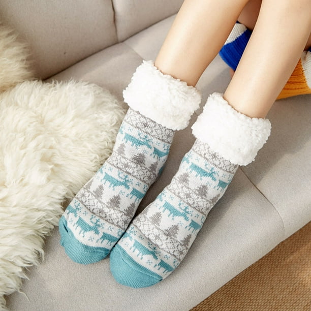 Calcetines navideños para mujer, con forro polar cálido, tejidos antideslizantes, calcetines té CACAGOO Calcetines de mujer