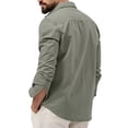 thumbnail image 6 of awjaisca Men Shirt Lapel Long Sleeve Buttons Placket Shirt Tops with Pockets Pure Color Loose Fit Versatile Tops Daily Wear, 6 of 8