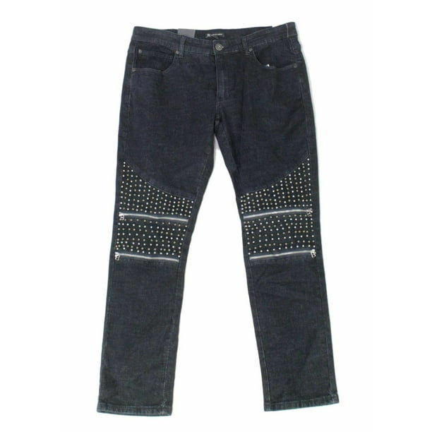 INC Jeans - Mens Jeans Dark Wash 32x30 Slim Straight Stud Moto Stretch ...