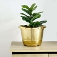 thumbnail image 2 of Efavormart 14" Dia Modern Gold Barrel Planter Pot, Decorative Indoor Outdoor Flower Pots, 2 of 11
