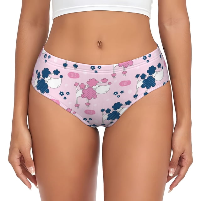 Balery Cartoon Poodle Dog Ropa Interior de Algodón para Mujer con Dibujo – Braguitas Cómodas y Elásticas, Estilo Clásico-4X-Large