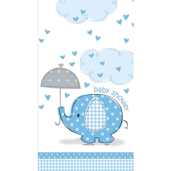 Plastic Elephant Baby Shower Table Cover, 84 x 54 in, Blue, 1ct.