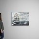 thumbnail image 2 of Cuadro lienzo pintura clásica de fragata americana en mar agitado, decoración náutica vintage horizontal en tela canvas, 2 of 7