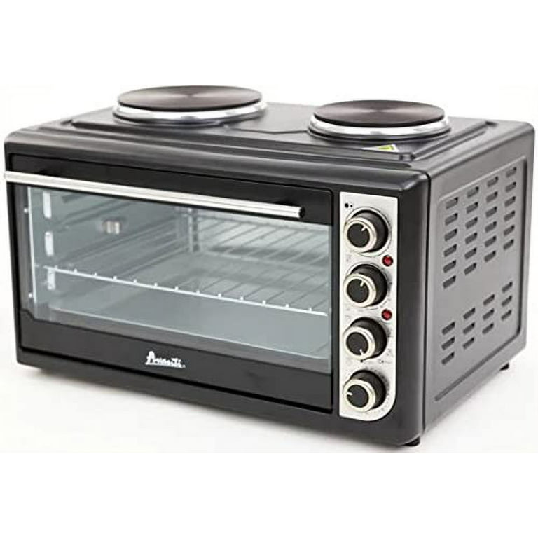 Avanti Portable Oven Multi-Function with Convection Rotisserie and Dual  Burner Cooktop, 60 Minute Timer and Auto Shut-Off, 1.4 Cu.Ft., Black