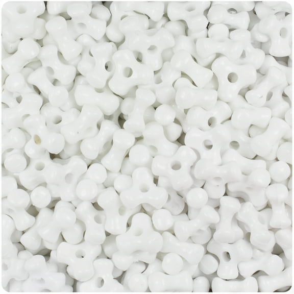 BeadTin White Opaque 11mm TriBead Craft Beads (500pcs)