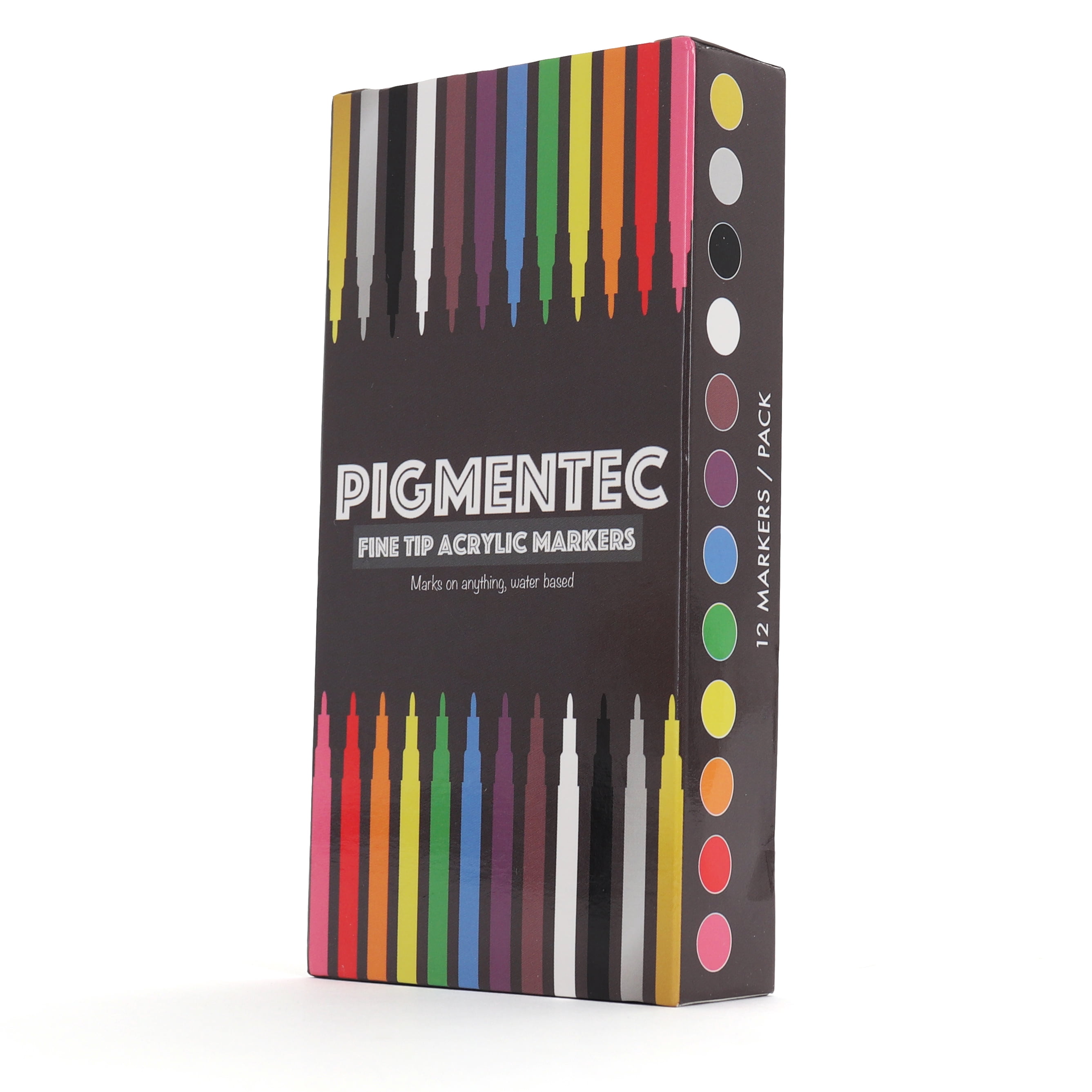 Milltown Merchants - Fine Tip Acrylic Markers - Set of 12 - Quick Dry Waterproof Paint Supplies - 4-Pack