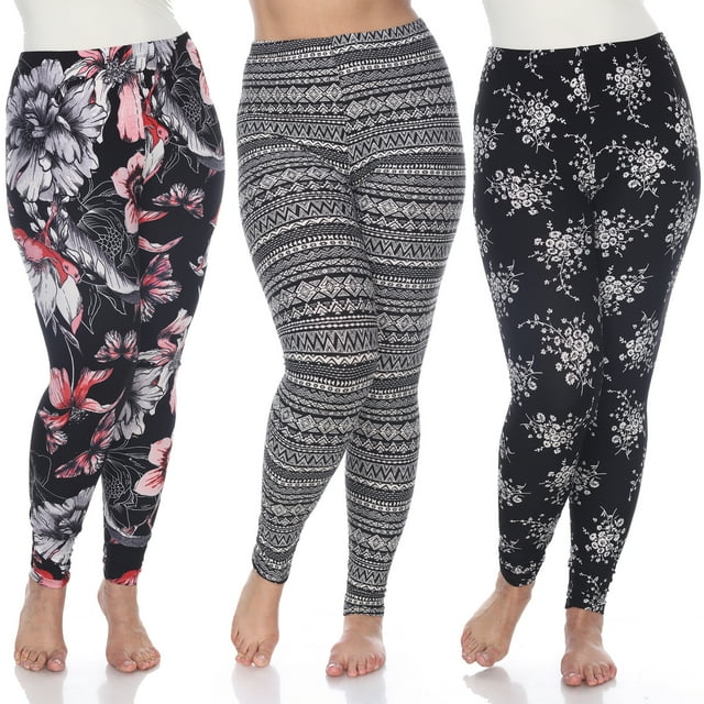 White Mark Lot de 3 Leggings Grande Taille pour Femmes
