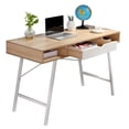 thumbnail image 4 of JJS Home Office Writing Desk with Drawers, Modern Computer Study Wooden Desk Table Laptop PC Workstation with Storage, Mid Century Oak, 4 of 6