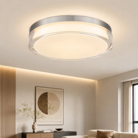 TICOZE 12 Inch Chrome Integrated LED Flush Mount for Bedrooms, Living Rooms, Kitchens, Hallways, 1800 Lumens 24W, 3CCT Selectable 3000K,4000K,5000K, Dimmable