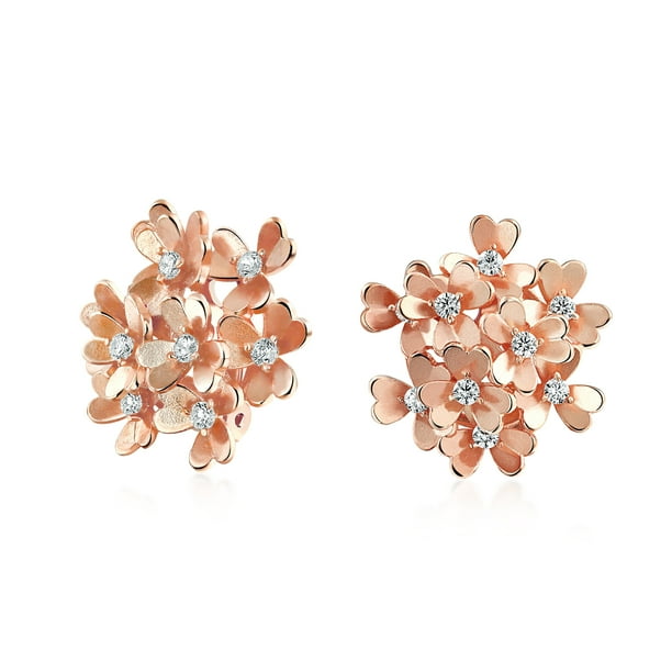 Bouquet of Flower Cubic Zirconia Clip On Floral CZ Button Style