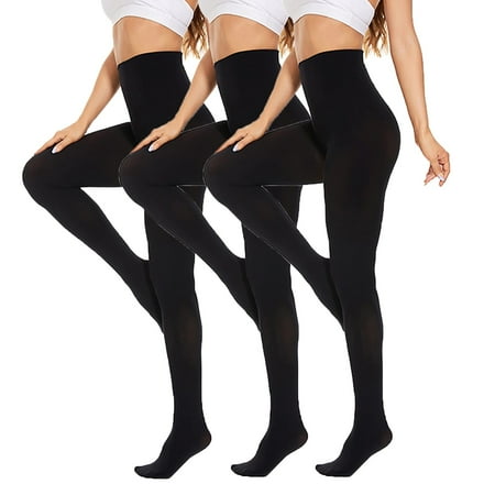 LARUYEKO Women s 120 Tights 3PCSoft Opaque Solid Color Footed Pantyhose Lingerie Tights Fleeced Lined Pantyhose Patterned Pantyhose for Women Nylon Tights for Women Pattern Tights Pack Textu Stockings