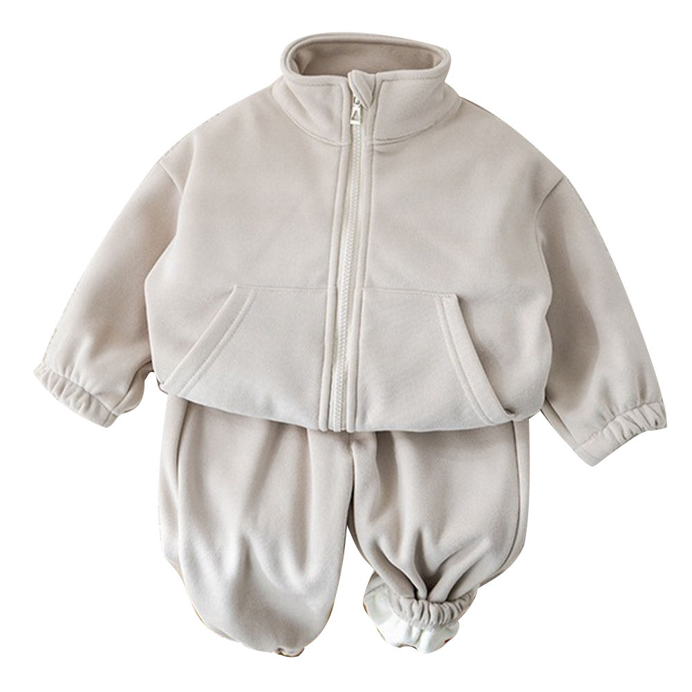 Ensemble Survêtement Polaire Garçon - Veste à Capuche Doublée Fourrure + Pantalon De Jogging - Tenue D'hiver Chaude - Taille 3-4 Ans à 10-11 Ans