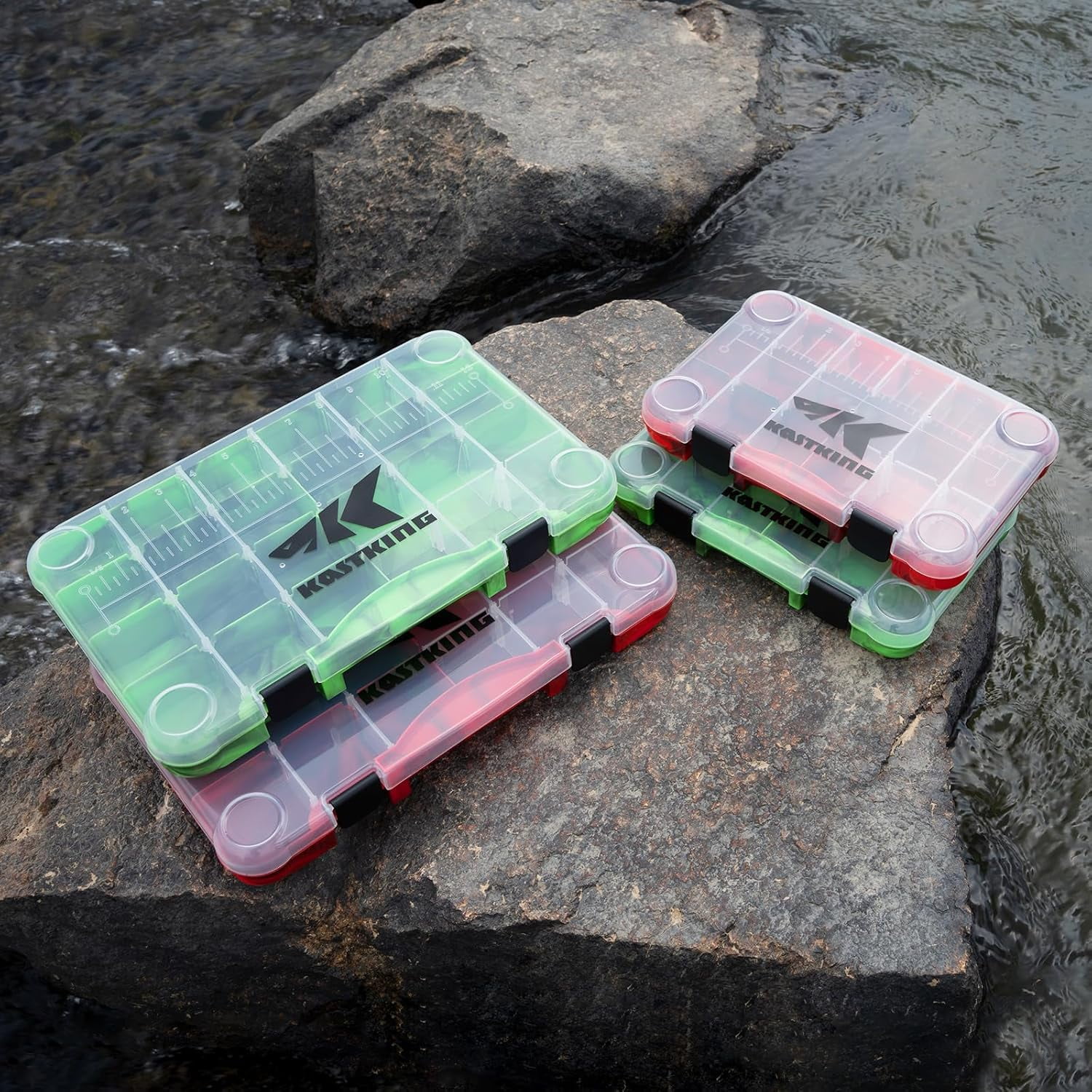 KastKing Tackle Box, Plastic Tackle Trays, 4 Packs Lure Boxes Terminal Tackle -Bait Vault