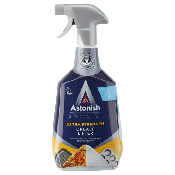 Astonish Specialist Extra Strength Grease Lifter with Baking No Scrub De-Greaser Formula for Kitchen Surfaces, Trays & Pans - Vegan Cruelty Free Household Cleaning Supplies, 750ml Spray Bottle C67