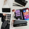 thumbnail image 5 of Crossbody Wallet Case for iPhone 12 Pro / 12 6.1" with Lanyard Strap & Shoulder Strap & Card Slot Holder RFID Blocking,Magnetic Flip Kickstand Case, Luxury Elegent PU Leather Cover Handbag,Black, 5 of 9