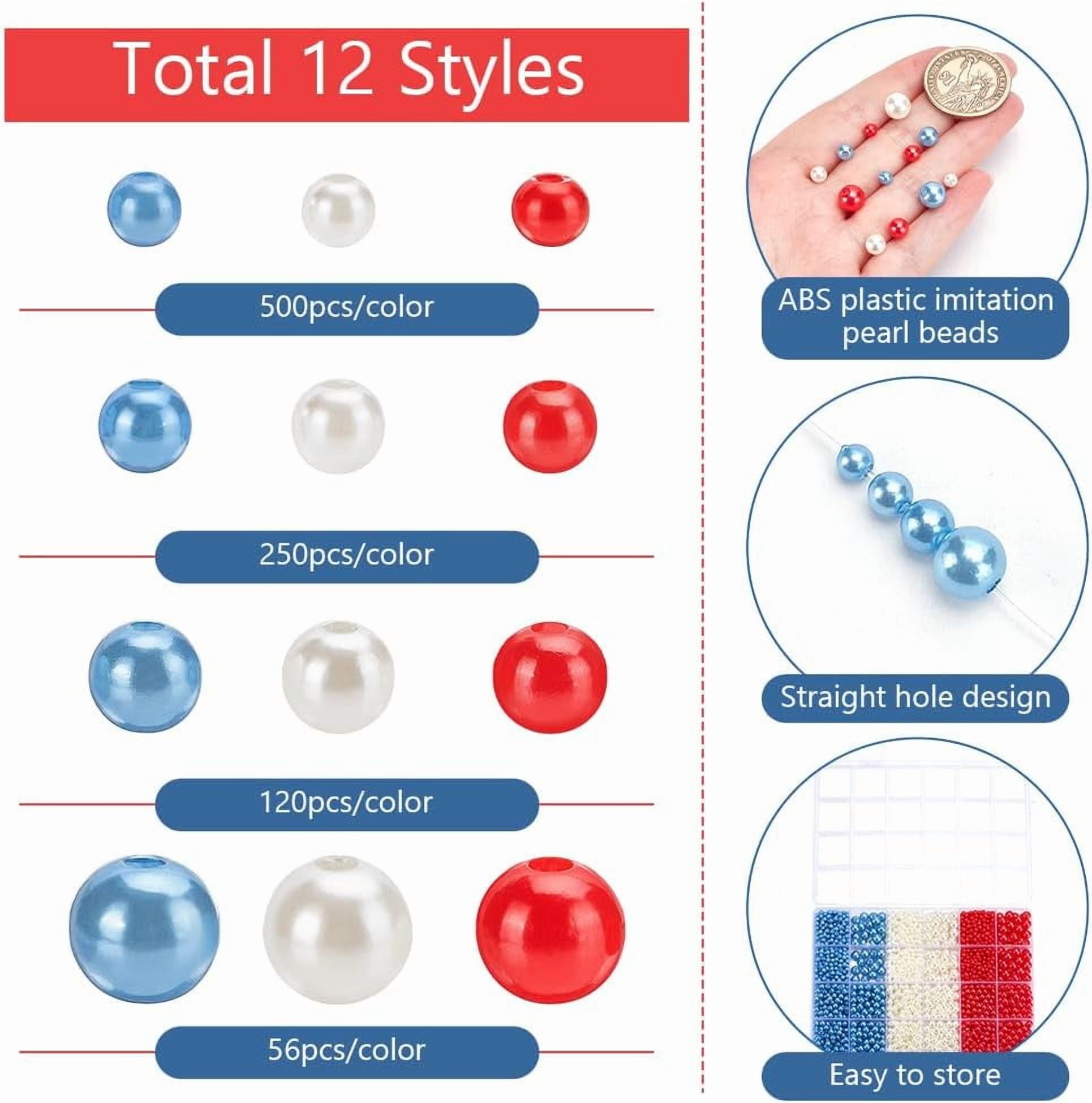 PH 3904pcs Red Black Pearl Beads Set 3/4/5/6/8/10mm Pearls Satin Beads Imination Pearls Punk Goth Spacer Bead for Bracelet Necklace Jewelry Making Decoration Colorful