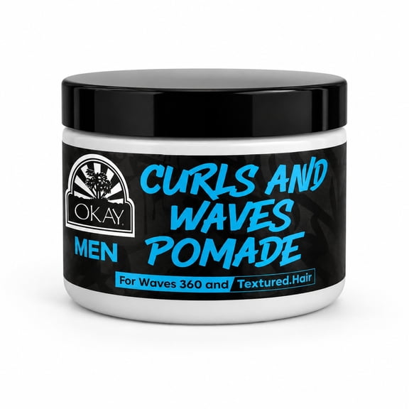 OKAY Men's Curl and Wave Pomade, Strong Hold and Shine Hair Pomade for Men, 4 oz