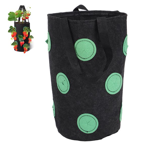 Strawberry Planting Bag, Portable Felt Planter with Handles, Easy to Fold and Store, Sturdy and Reusable, 12 Holes, 3 Gallons, Grow Strawberries, Flowers,