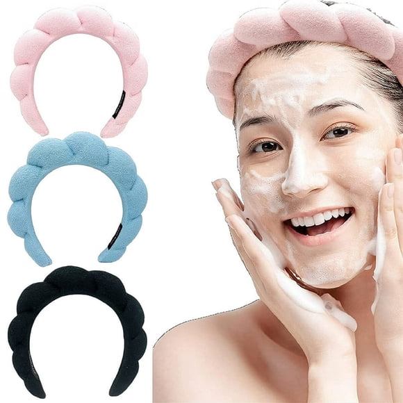 3Pcs Spa Headbands for Women 7Inch Soft Fabric Head Band Durable Wide Hair Hoop Multi-color Spa Headband for Skincare Face Washing Makeup Removal Shower Facial Mask Hair Accessories