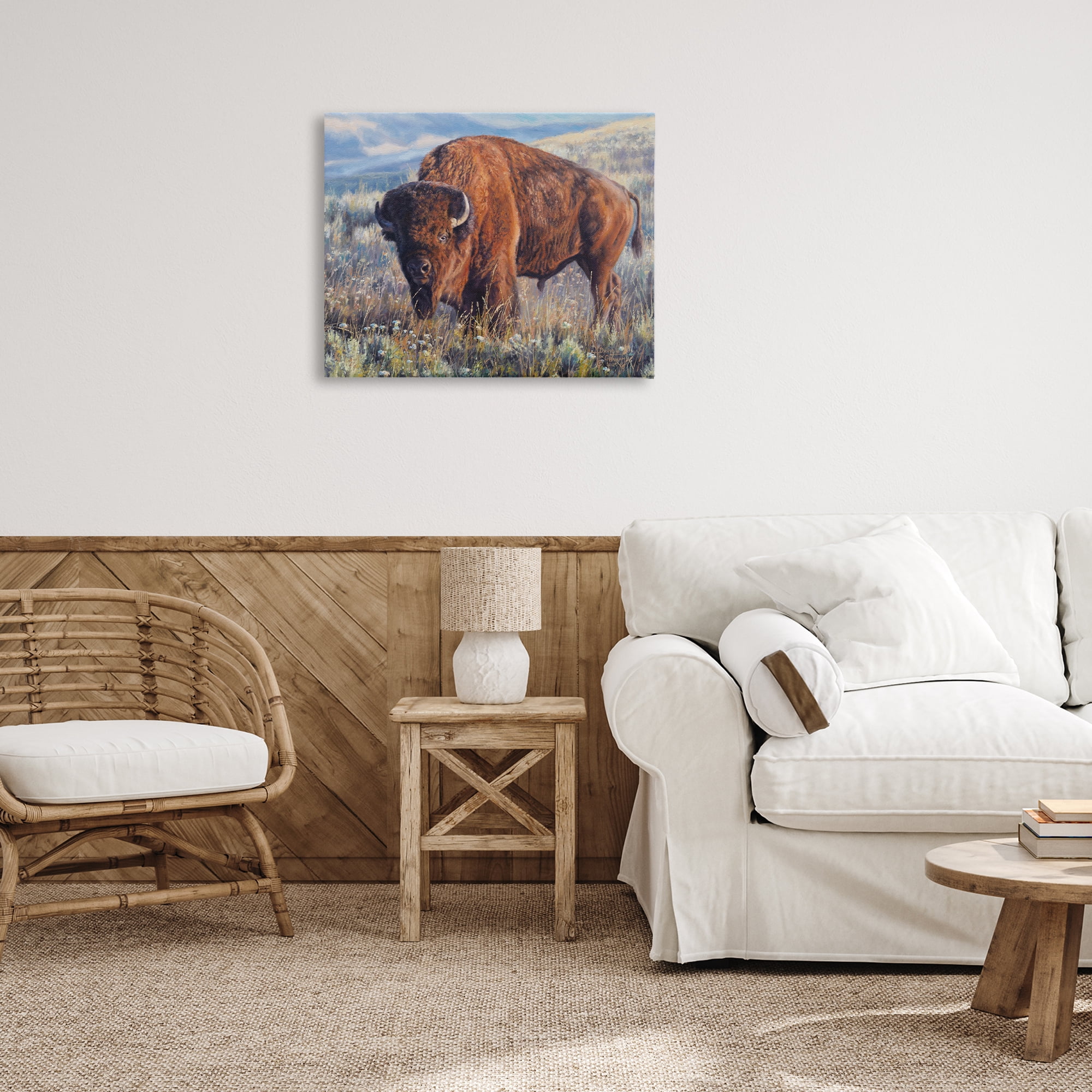 Stupell Industries Prairie King Bison Landscape Photography Gallery Wrapped Canvas Art Print Wall Art, 30 x 24