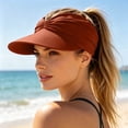 thumbnail image 6 of Womens Summer Hollow Visor Wide Large Brim UV 50+ Protection for Women Lightweight Pleated Beach Sports Pony Tail Sunblock Cap Hat, 6 of 6