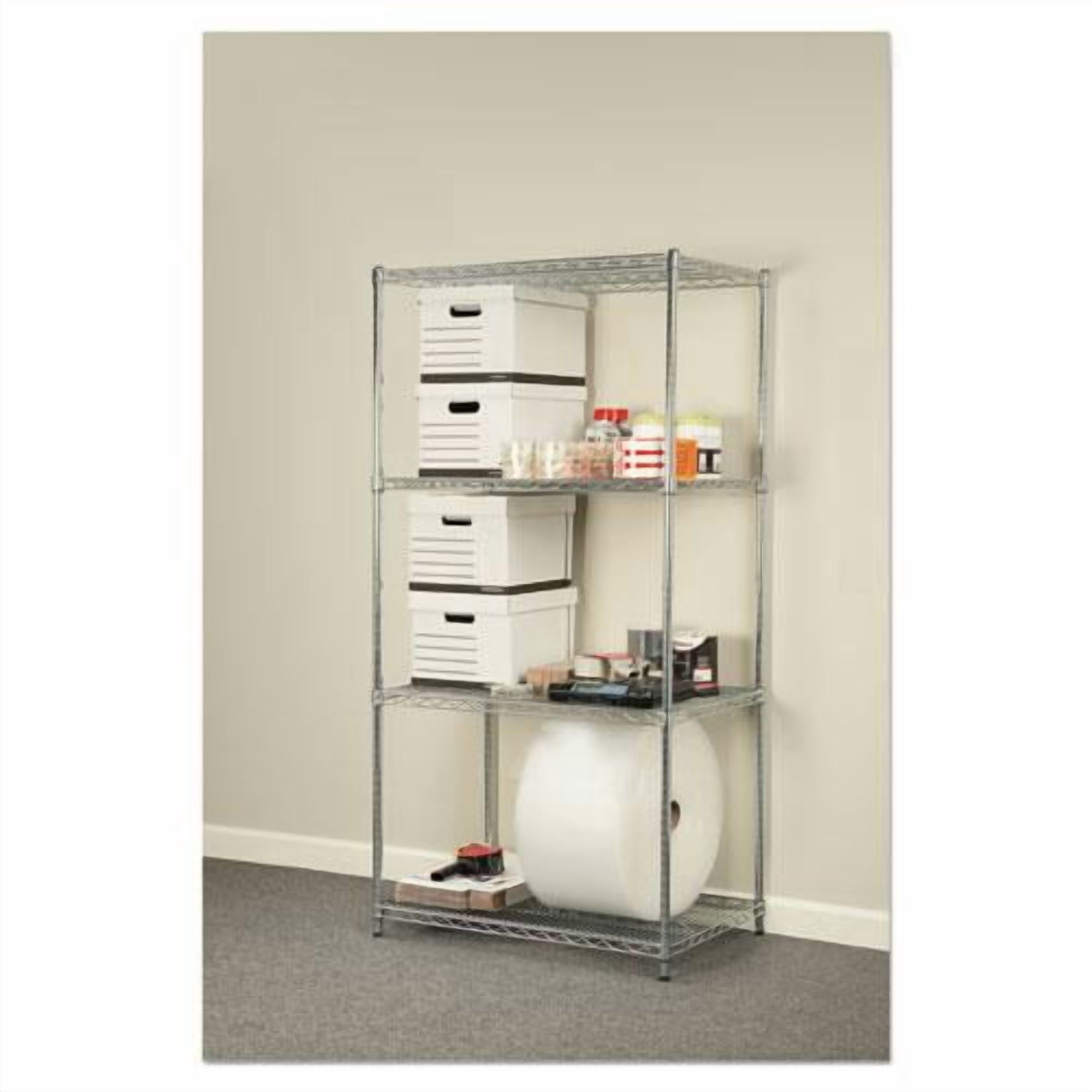 Alera SW503624SR Industrial Wire Shelving Starter Kit 4 Shelves 36w x 24d x 72h Silver