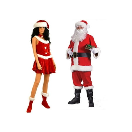 Christmas Santa Suit Men Costume and Santa Secret Women Couples