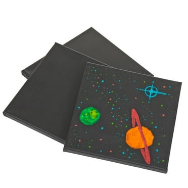 Colorations Black Canvas - Set of 3, 8" x 8"