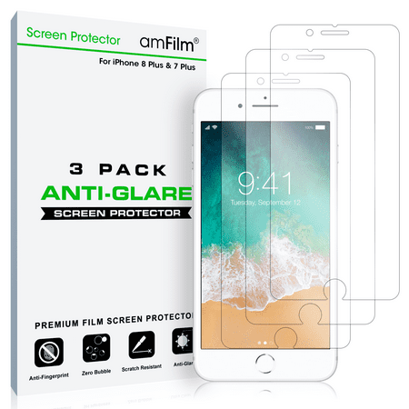 iPhone 8 Plus / 7 Plus amFilm Anti-Glare/Fingerprint Screen Protector (3 (Best Anti Glare Screen Protector Iphone 7)