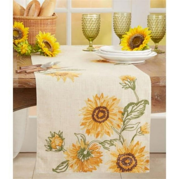 Saro Lifestyle Embroidered Sunflower Table Runner