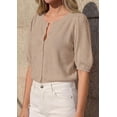thumbnail image 5 of PRETTYGARDEN Puff Short Sleeve Cardigans for Women Lightweight Summer Shirts Button Up Knit Sweater Tops Spring Clothes, 5 of 10