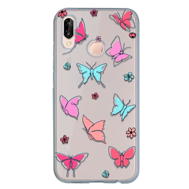 Funda Para Huawei P20 Lite Trazo de Mariposas, Uso Rudo, InstaCase Protector para Huawei P20 Lite Antigolpes, Case Trazo de Mariposas