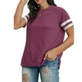 thumbnail image 3 of Hantions Summer Casual Plus Size Tops for Women Cute Crew Neck Short Sleeve Oversized T Shirts Tunic Blouses Wine Red, 3 of 7