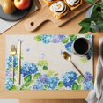 thumbnail image 2 of Blue Hydrangea Placemats Set of 8, Linen Texture Butterfly Spring Floral Placemats for Dining Table, Place Mats for Kitchen Tabletop, Waterproof Wipeable Dining Table Mats Set, 2 of 9
