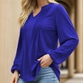 thumbnail image 4 of Weardear Women's Puff Long Sleeve Tops Pleated V Neck Fall Tunic Shirts Casual Loose Blouse, 4 of 8