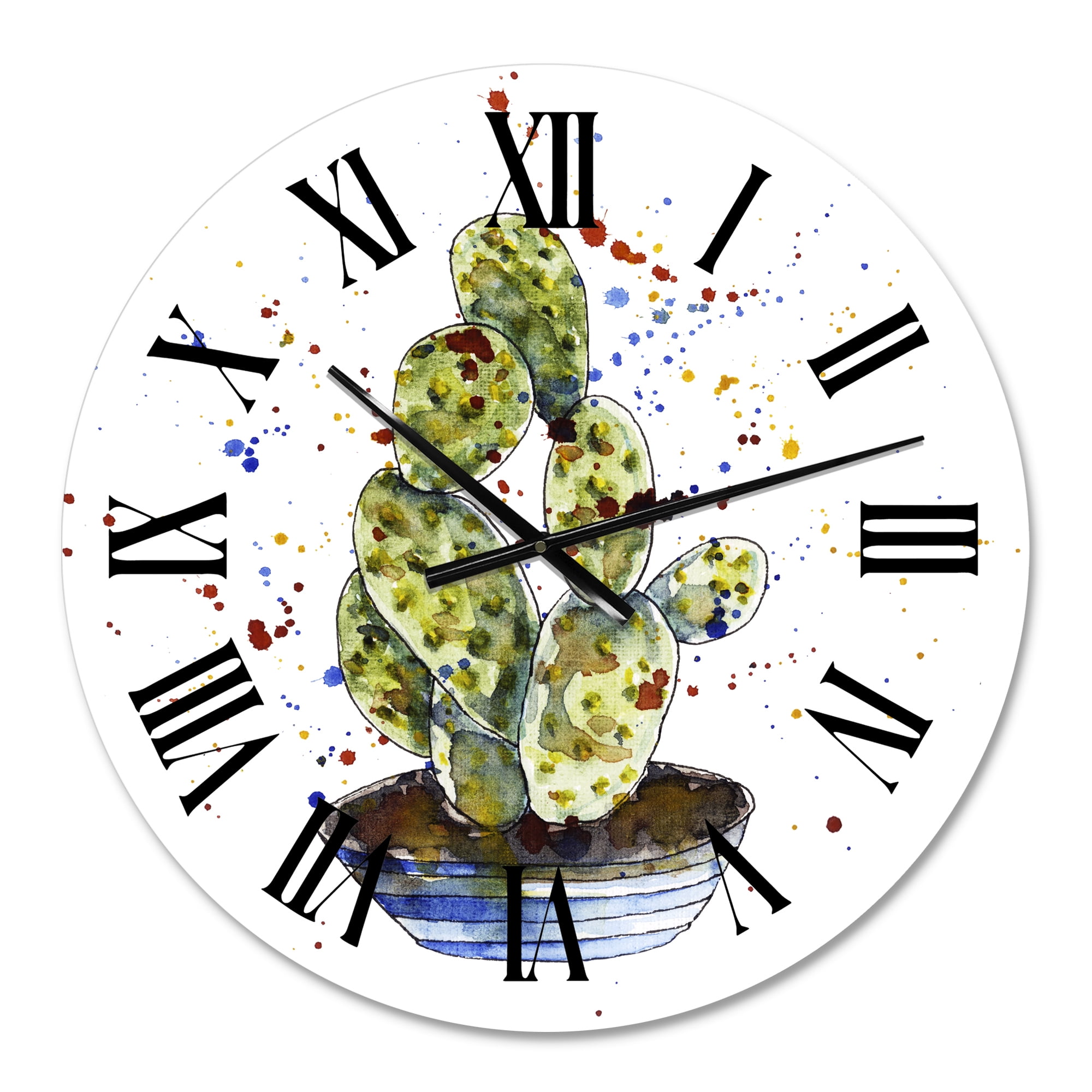 Designart 'Cactus Houseplant' Traditional Wall Clock