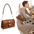 thumbnail image 2 of Bolso de hombro Gosect retro de piel sintética suave con cierre Marrón, 2 of 5