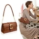 thumbnail image 2 of Bolso de hombro Gosect retro de piel sintética suave con cierre Marrón, 2 of 5