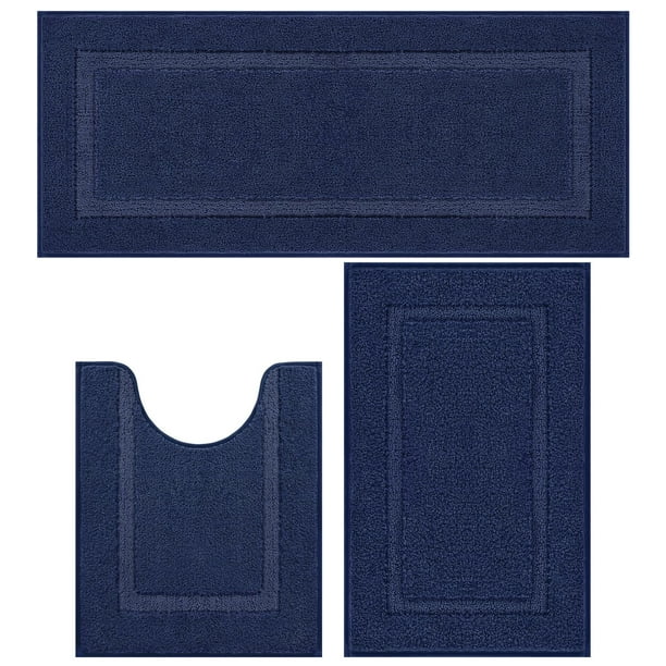 Juego de alfombras de baño Shacos, azul marino, 3 piezas, suaves y absorbentes