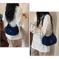 thumbnail image 2 of Sunyuer Women Vintage Washed Denim Crossbody Bag, Casual Small Hobo Shoulder Purse, Trendy Denim Sling Handbag with Front Pocket, Adjustable Strap Fashion Daily Outdoor Travel Shoulder Bag, 2 of 7