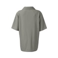 thumbnail image 6 of Women's Loose Polo Shirt Collared Waffle Knit Tops Short Sleeve Button Placket Soft Breathable Lightweight Versatile Tee, #02 Gray, L, 6 of 7