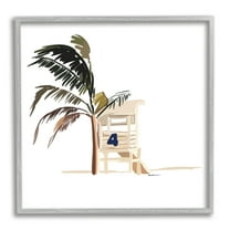 Stupell Industries Minimal Tropical Beach Botanical & Floral Painting Gray Framed Art Print Wall Art, 24 x 24