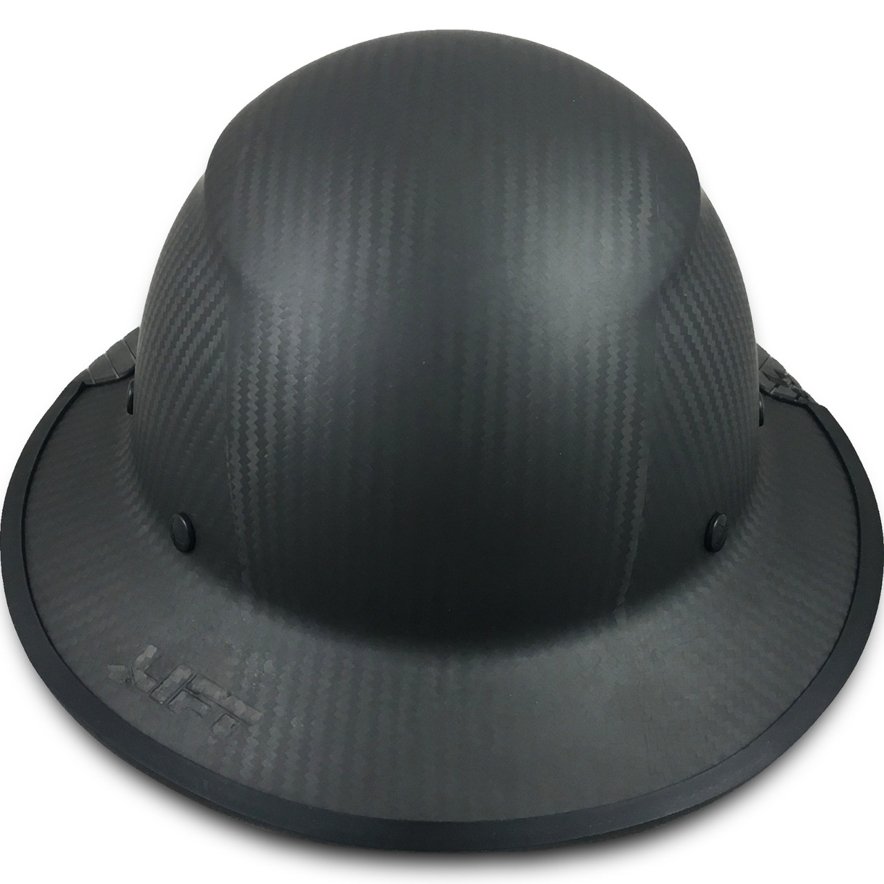 Actual Carbon Fiber Hard Hat - Full Brim Matte Black with Protective Edge and Tote