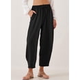 thumbnail image 6 of Women'S Summer High Waisted Baggy Pants Casual Ankle Length Trouser Slacks with Pockets Black S, 6 of 7