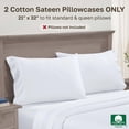 thumbnail image 4 of California Design Den 600 Thread Count Standard Pillow Cases, Set of 2 100% Cotton Sateen, Fits all Standard or Queen Pillows, Bright White, 4 of 9