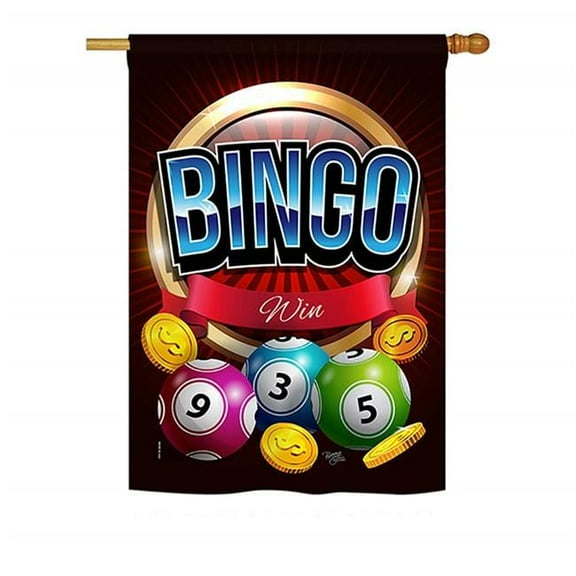 Breeze Decor BD-HB-H-109075-IP-BO-D-US18-BD H109075-BO Bingo Win Interests Hobbies Impressions Decorative Vertical 28 x 40 in. Double Sided House Flag